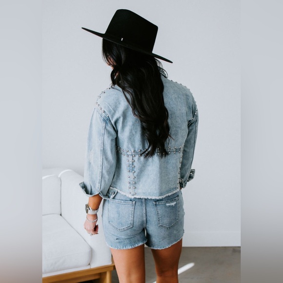 Vervet Studded Denim Jean Jacket Small - Picture 4 of 14